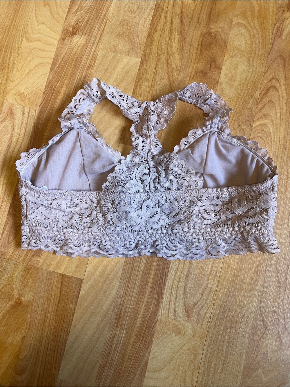 VGUC Maurices Lace Halter Racerback Bralette Dusty Mauve includes pads sz Med - Picture 6 of 8